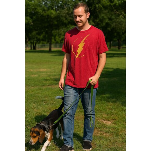 Men's Lg Flash DC Comic Shirt Lightning Bolt Fandom Official Graphic Tee Red - Picture 8 of 8
